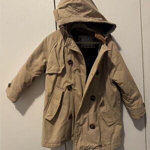 Kids Tan Hooded (with buttons) trench coat Jacket